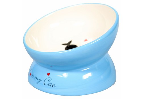 Mr.Kranch / Миска керамическая для кошек на подставке Голубая
