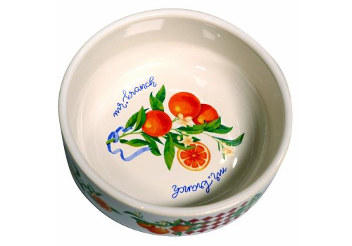 Mr.Kranch / Миска фарфоровая Мистер Кранч для собак и кошек Апельсины Белая