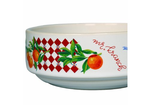 Mr.Kranch / Миска фарфоровая Мистер Кранч для собак и кошек Апельсины Белая