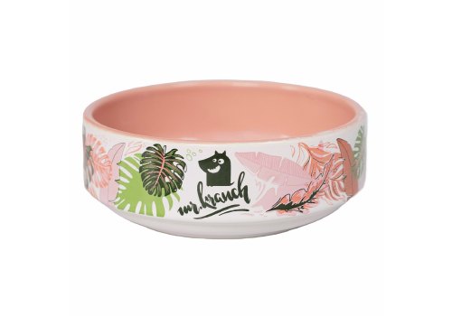 Mr.Kranch / Миска фарфоровая Мистер Кранч для собак и кошек Тропики Розовая Mr.Kranch / Миска фарфоровая Мистер Кранч для собак и кошек Тропики Розовая