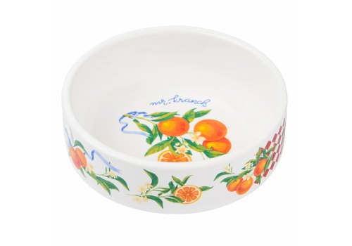 Mr.Kranch / Миска фарфоровая Мистер Кранч для собак и кошек Апельсины Белая
