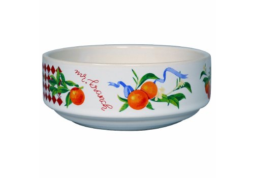 Mr.Kranch / Миска фарфоровая Мистер Кранч для собак и кошек Апельсины Белая
