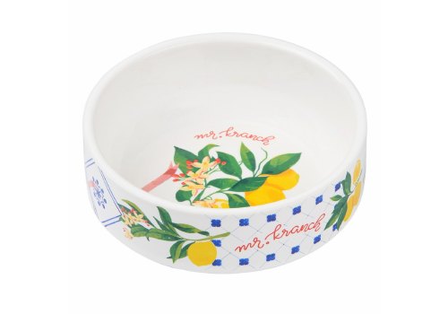 Mr.Kranch / Миска фарфоровая Мистер Кранч для собак и кошек Лимоны Белая