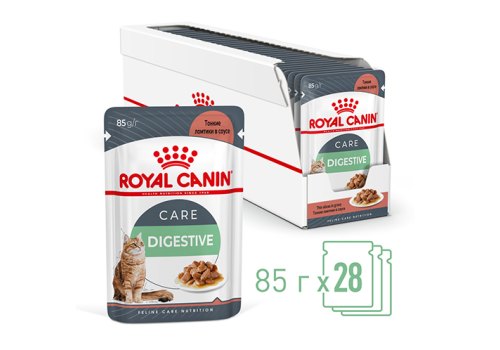 Royal Canin Digestive Care / Влажный корм (Консервы-Паучи) Роял Канин Дайджестив Кэа для кошек с Чувствительным пищеварением в Соусе (цена за упаковку)