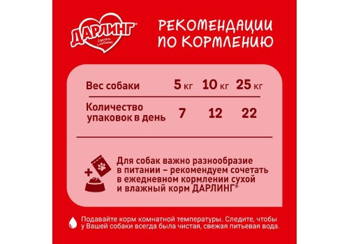 Дарлинг / Влажный корм Паучи для взрослых собак Говядина в подливе (цена за упаковку)