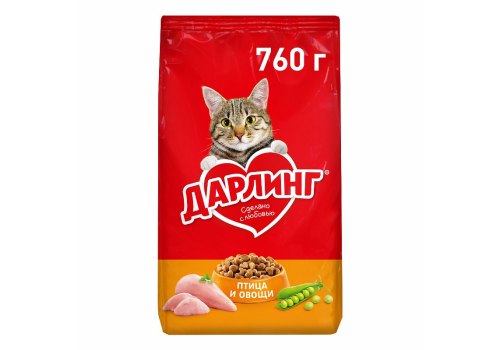 Дарлинг / Сухой корм для взрослых кошек Птица и Овощи