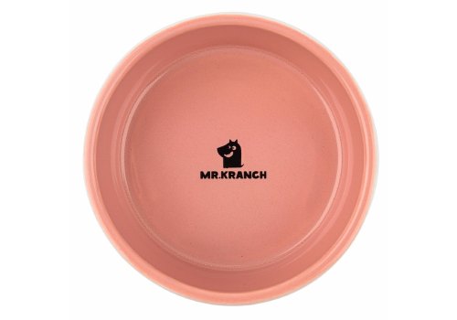 Mr.Kranch / Миска фарфоровая Мистер Кранч для собак и кошек Тропики Розовая