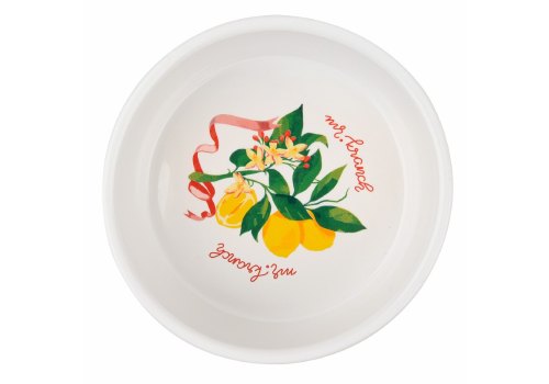 Mr.Kranch / Миска фарфоровая Мистер Кранч для собак и кошек Лимоны Белая
