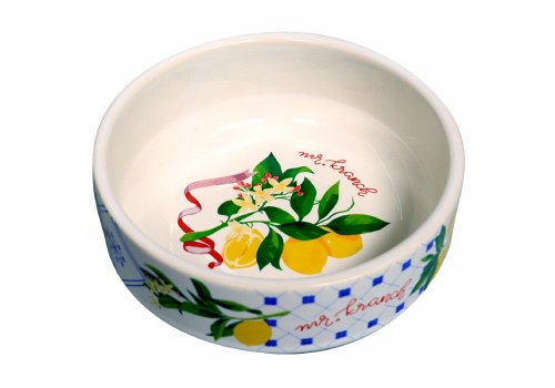 Mr.Kranch / Миска фарфоровая Мистер Кранч для собак и кошек Лимоны Белая