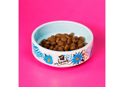 Mr.Kranch / Миска фарфоровая Мистер Кранч для собак и кошек Тропики Голубая