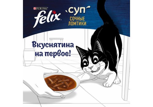 FELIX СУП / Влажный корм Паучи Пурина Феликс Суп для взрослых кошек Сочные ломтики с уткой (цена за упаковку)