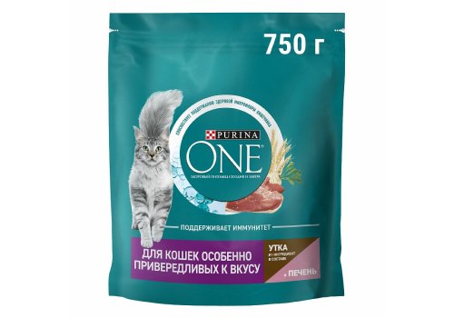 PURINA ONE / Сухой корм Пурина УАН для кошек особенно привередливых к вкусу утка и печень