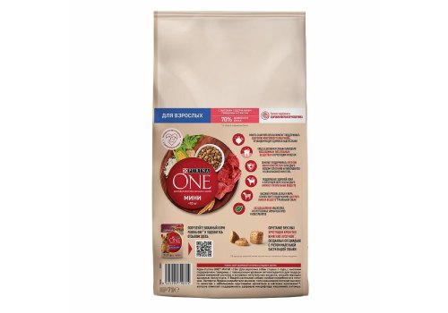 PURINA ONE ADULT / Сухой корм Пурина УАН для взрослых собак мелких пород с говядиной