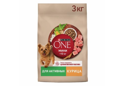 PURINA ONE MINI / Сухой корм Пурина УАН для взрослых собак мелких пород при активном образе жизни с курицей