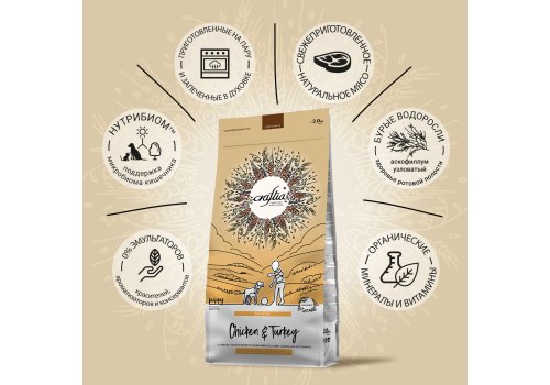 Craftia Natura Puppy Medium & Large Breed Chicken & Turkey / Сухой корм Крафтия для Щенков Средних и Крупных пород Курица индейка