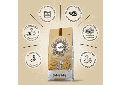 Craftia Natura Dog Adult Medium & Large Breed Chicken & Turkey / Сухой корм Крафтия для взрослых собак Средних и Крупных пород Курица индейка