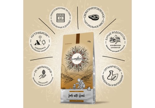 Craftia Natura Puppy Toy & Small Breed Chicken & Turkey / Сухой корм Крафтия для Щенков Миниатюрных и Мелких пород Ягненок перепелка