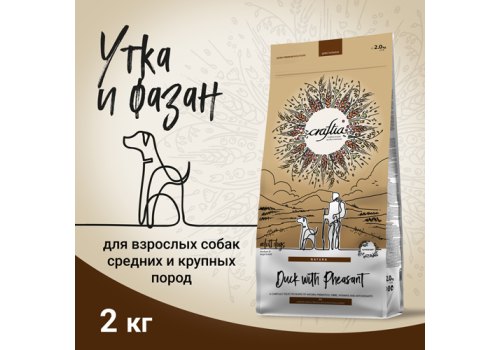 Craftia Natura Dog Adult Medium & Large Breed Duck with Pheasant / Сухой корм Крафтия для взрослых собак Средних и Крупных пород Утка фазан