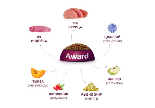 Award Large Adult / Сухой корм Авард для взрослых собак Крупных пород Курица индейка тыква шиповник