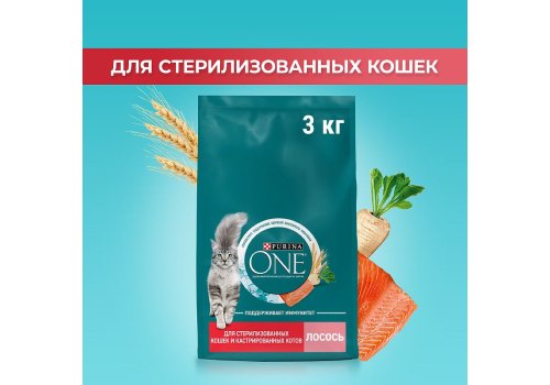 PURINA ONE STERILISED / Сухой корм Пурина УАН для взрослых стерилизованных кошек с лососем