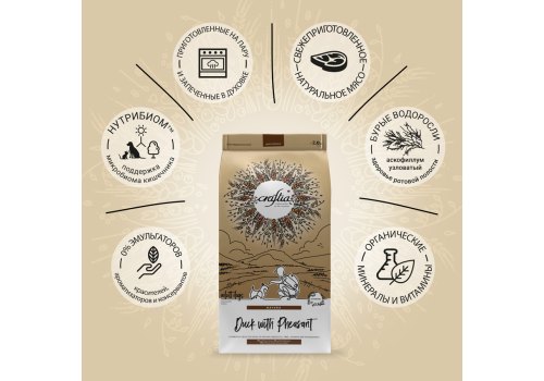 Craftia Natura Dog Adult Toy & Small Breed Duck with Pheasant / Сухой корм Крафтия для взрослых собак Миниатюрных и Мелких пород Утка фазан