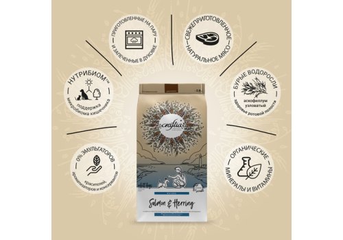 Craftia Natura Dog Adult Toy & Small Breed Salmon & Herring / Сухой корм Крафтия для взрослых собак Миниатюрных и Мелких пород Лосось сельдь