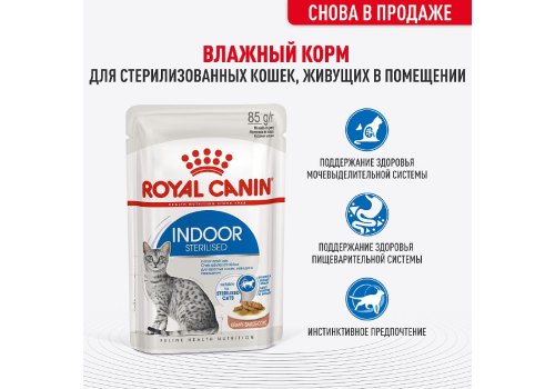 Royal Canin Indoor / Влажный корм (Консервы-Паучи) Роял Канин Индор для Стерилизованных кошек Живущих в помещении в Соусе (цена за упаковку)