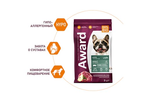 Award All Breed Adult Hypo / Сухой гипоаллергенный корм Авард для взрослых собак всех пород Свинина брусника груша розмарин