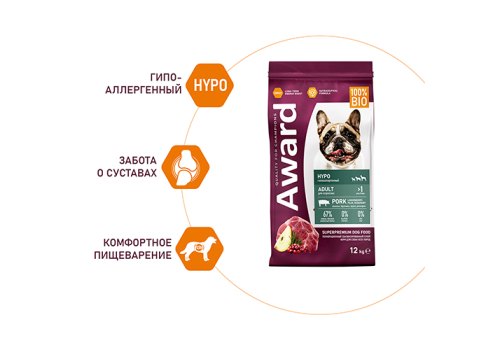 Award All Breed Adult Hypo / Сухой гипоаллергенный корм Авард для взрослых собак всех пород Свинина брусника груша розмарин