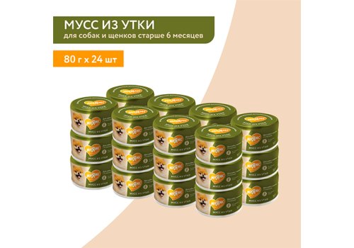 Мнямс Влажный корм для собак и щенков старше 6 месяцев Мусс из Утки (цена за упаковку)