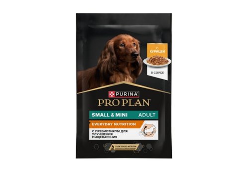 PRO PLAN EVERYDAY NUTRITION ADULT SMALL&MINI / Влажный корм Паучи ПРО ПЛАН для взрослых собак Мелких и Карликовых пород с Курицей в соусе (цена за упаковку)