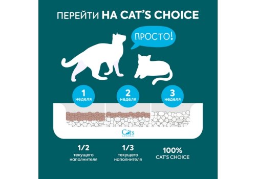 Cats Choice / Бумажный Комкующийся растительный наполнитель Кэт Чойс для кошачьего туалета с цветовым индикатором комка