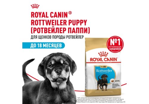 Royal Canin Breed dog Rottweiler Puppy / Сухой корм Роял Канин для Щенков породы Ротвейлер в возрасте до 18 месяцев