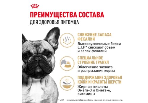 Royal Canin Breed dog French Bulldog Adult / Сухой корм Роял Канин для взрослых собак породы Французский Бульдог старше 1 года