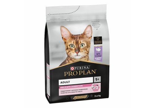 PRO PLAN DELICATE / Сухой корм ПРО ПЛАН для взрослых кошек при чувствительном пищеварении с индейкой