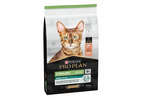 PRO PLAN STERILISED / Сухой корм ПРО ПЛАН для взрослых кошек для поддержания здоровья почек после стерилизации с лососем