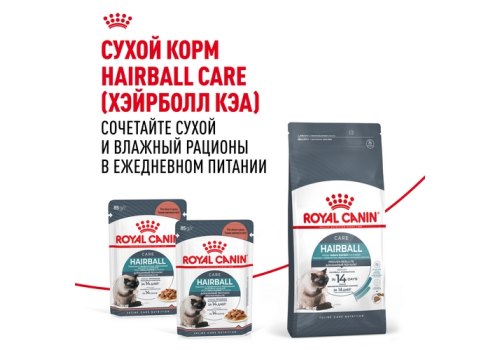 Royal Canin Hairball Care / Влажный корм (Консервы-Паучи) Роял Канин Хэйрбол Кэа для кошек Вывод волосяных комочков (цена за упаковку)