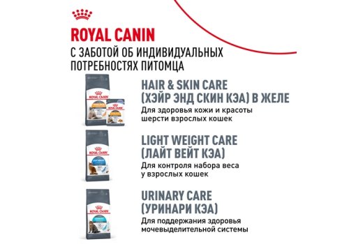 Royal Canin Hairball Care / Влажный корм (Консервы-Паучи) Роял Канин Хэйрбол Кэа для кошек Вывод волосяных комочков (цена за упаковку)