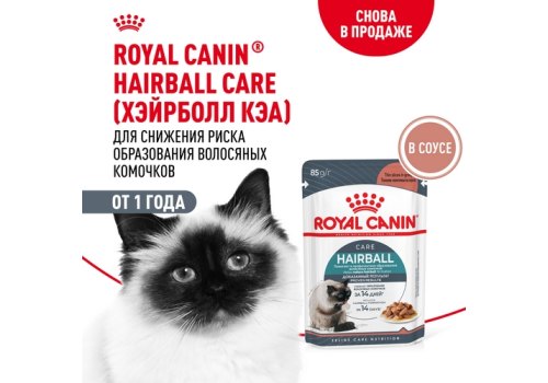 Royal Canin Hairball Care / Влажный корм (Консервы-Паучи) Роял Канин Хэйрбол Кэа для кошек Вывод волосяных комочков (цена за упаковку)