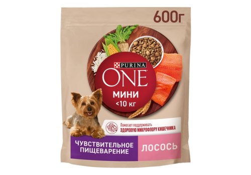 PURINA ONE MINI / Сухой корм Пурина УАН для взрослых собак мелких пород при чувствительном пищеварении с лососем