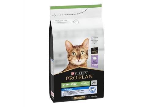 PRO PLAN STERILISED / Сухой корм ПРО ПЛАН для пожилых стерилизованных кошек с индейкой