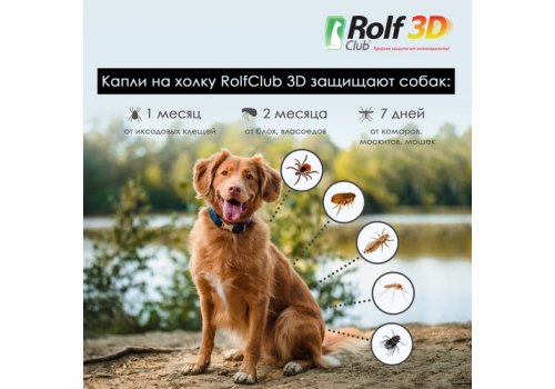 Rolf Club 3D / Капли Рольф Клуб от Клещей и Блох для собак весом 10-20 кг