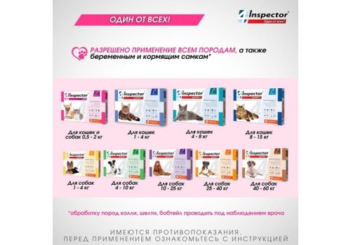 Inspector Мини / Капли Инспектор от Внешних и Внутренних паразитов для кошек и собак весом от 0,5 до 2 кг