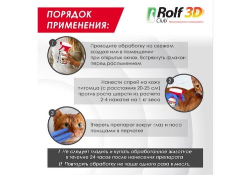 Rolf Club 3D / Спрей Рольф Клуб от Клещей и Блох для кошек