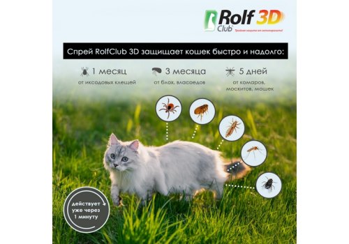 Rolf Club 3D / Спрей Рольф Клуб от Клещей и Блох для кошек