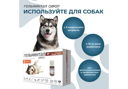 Гельминтал / Сироп от Гельминтов для собак весом более 10 кг