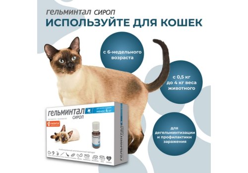 Гельминтал / Сироп от Гельминтов для Котят и кошек весом до 4 кг