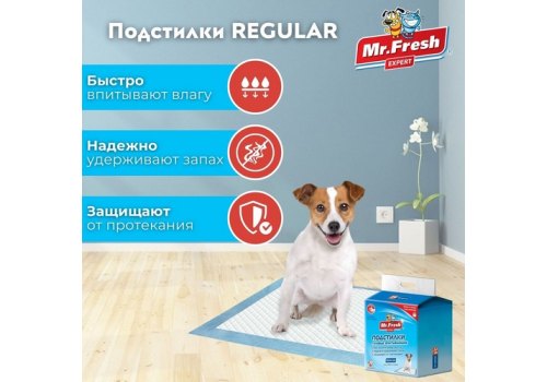 Mr.Fresh Expert Regular / Подстилки Мистер Фреш Гелевые впитывающие с Липкими фиксаторами