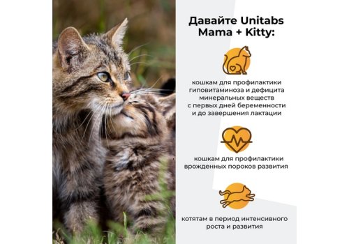 Unitabs Mama+Kitty c B9 / Витаминно-минеральный комплекс Юнитабс для Котят, Беременных и Кормящих кошек