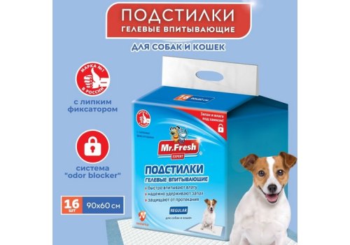 Mr.Fresh Expert Regular / Подстилки Мистер Фреш Гелевые впитывающие с Липкими фиксаторами Mr.Fresh Expert Regular / Подстилки Мистер Фреш Гелевые впитывающие с Липкими фиксаторами